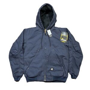 Berne Men’s M Insulated Duck Canvas Work Jacket Blue Hooded NWT